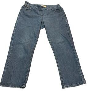 Contrast Plus Womens Slip On Medium Wash Straight Leg Blue Jeans Size 14​​​​